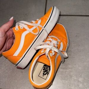 Vans Kids Bright Orange and White Sneakers